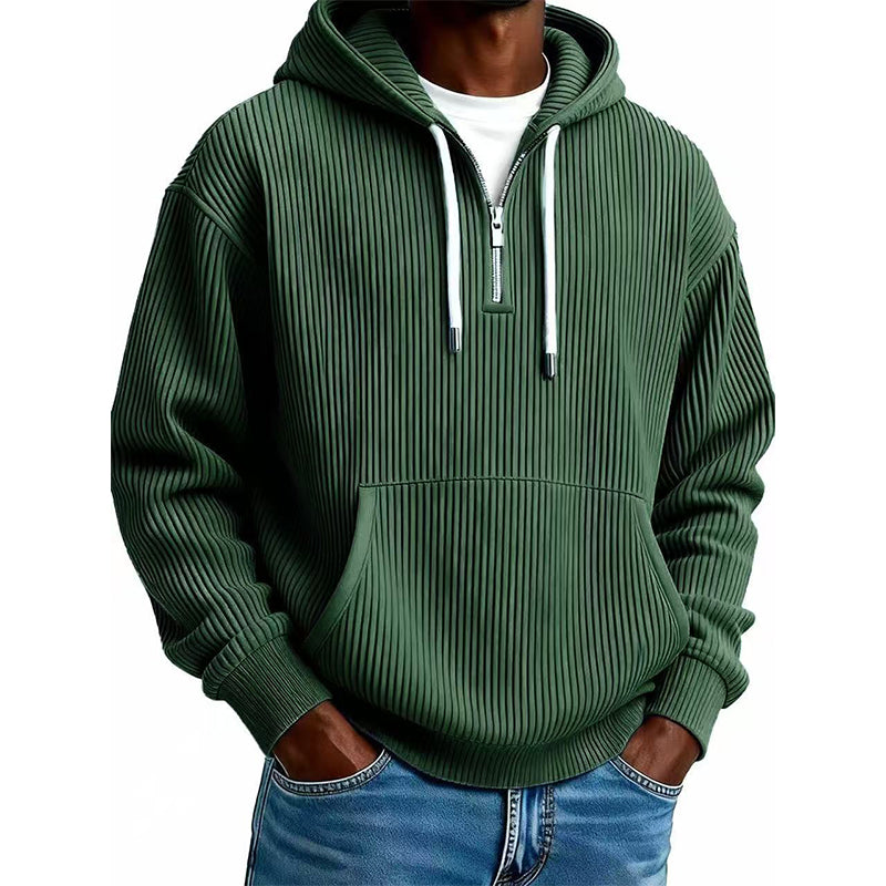 ⏰🔥 ¡OFERTA 50% OFF! 🧥❄️Sudadera con capucha de pana con media cremallera para hombre, estilo casual