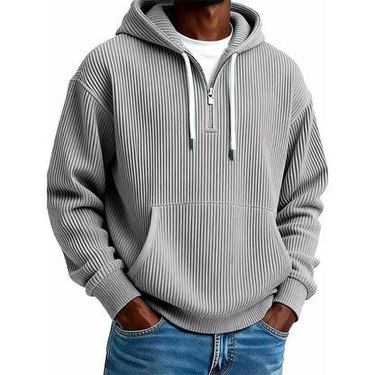 ⏰🔥 ¡OFERTA 50% OFF! 🧥❄️Sudadera con capucha de pana con media cremallera para hombre, estilo casual