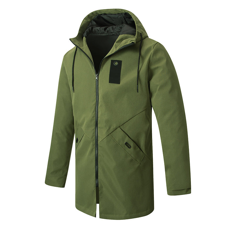 ⏰🔥 ¡OFERTA 50% OFF! 🧥✨ Gabardina cortavientos con capucha de longitud media para hombre