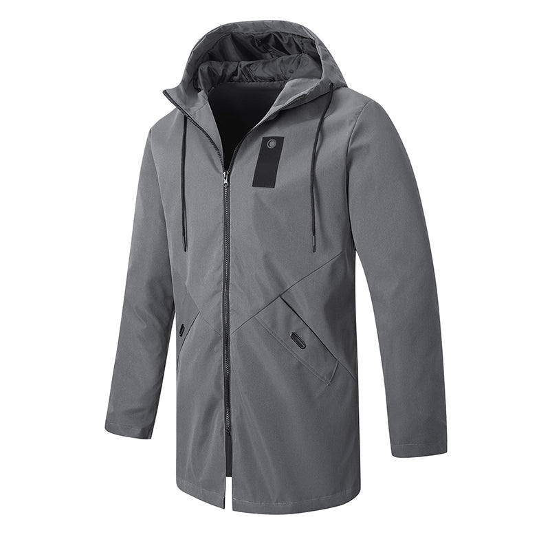 ⏰🔥 ¡OFERTA 50% OFF! 🧥✨ Gabardina cortavientos con capucha de longitud media para hombre
