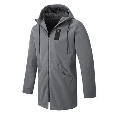⏰🔥 ¡OFERTA 50% OFF! 🧥✨ Gabardina cortavientos con capucha de longitud media para hombre