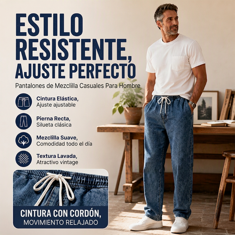 ⏰🔥 ¡OFERTA 50% OFF! 👖✨Pantalones vaqueros de hombre de pierna recta y corte holgado