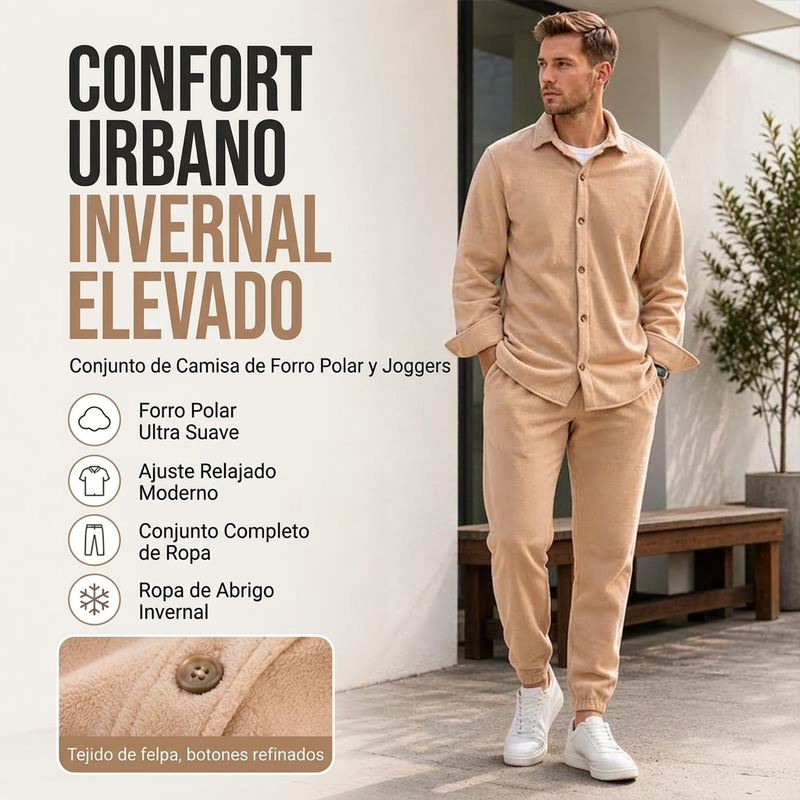 ⏰🔥 ¡OFERTA 50% OFF! 🧥✨ Conjunto de descanso de camisa y pantalón cómodo y cálido para hombre