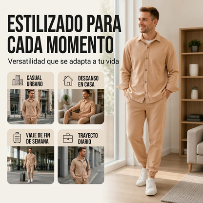 ⏰🔥 ¡OFERTA 50% OFF! 🧥✨ Conjunto de descanso de camisa y pantalón cómodo y cálido para hombre