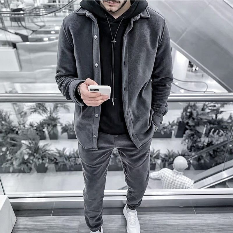 ⏰🔥 ¡OFERTA 50% OFF! 🧥✨ Conjunto de descanso de camisa y pantalón cómodo y cálido para hombre