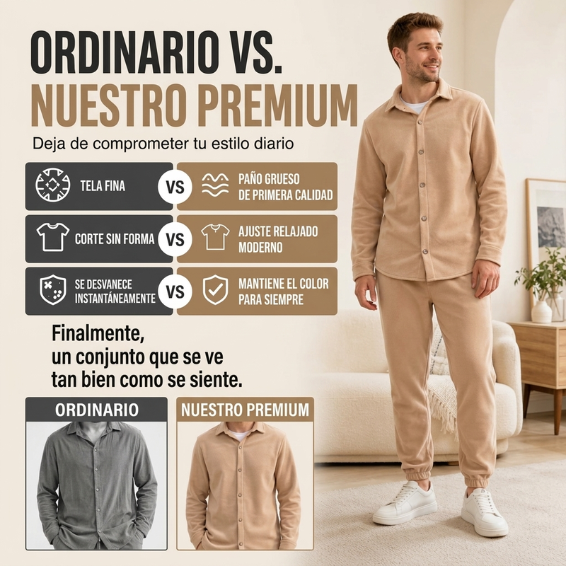 ⏰🔥 ¡OFERTA 50% OFF! 🧥✨ Conjunto de descanso de camisa y pantalón cómodo y cálido para hombre