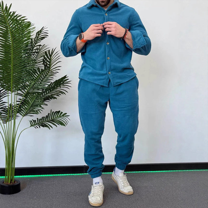 ⏰🔥 ¡OFERTA 50% OFF! 🧥✨ Conjunto de descanso de camisa y pantalón cómodo y cálido para hombre