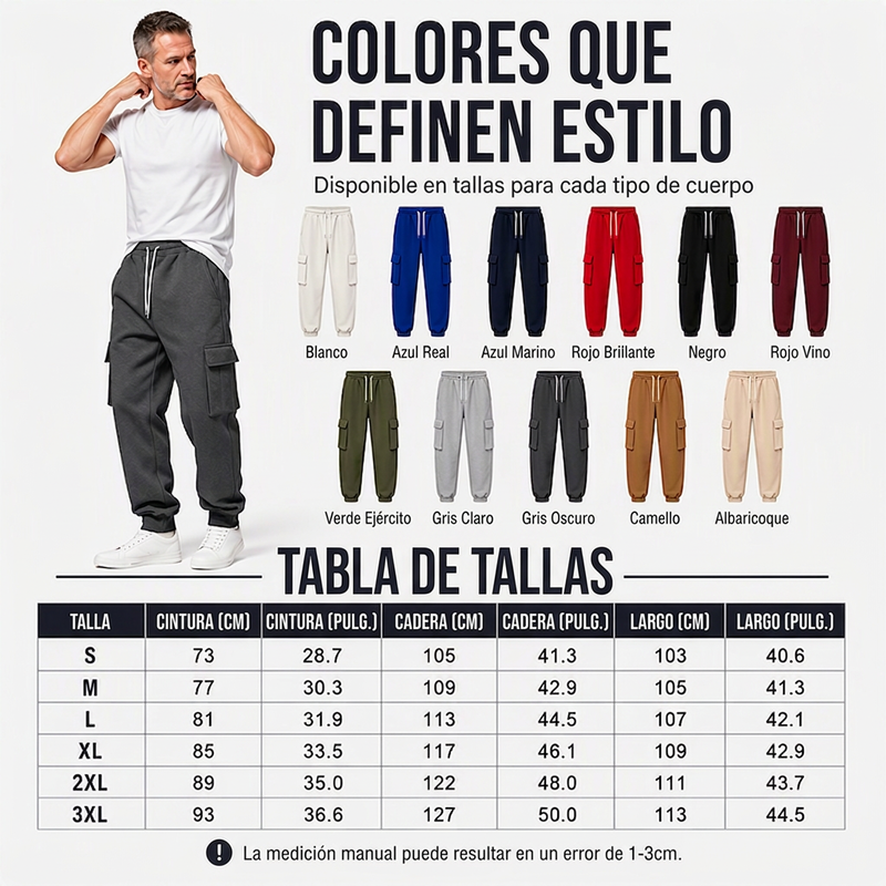 ⏰🔥 ¡OFERTA 50% OFF! 🧥✨Pantalones jogger cargo holgados para hombre con cordón