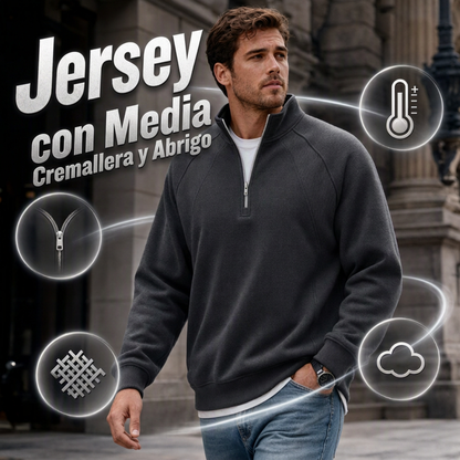 Sudadera informal cálida de hombre con media cremallera
