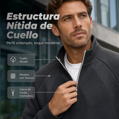 Sudadera informal cálida de hombre con media cremallera