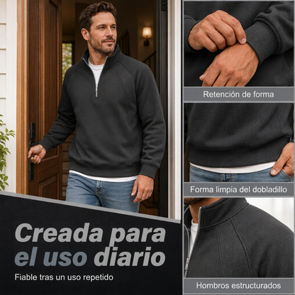 Sudadera informal cálida de hombre con media cremallera