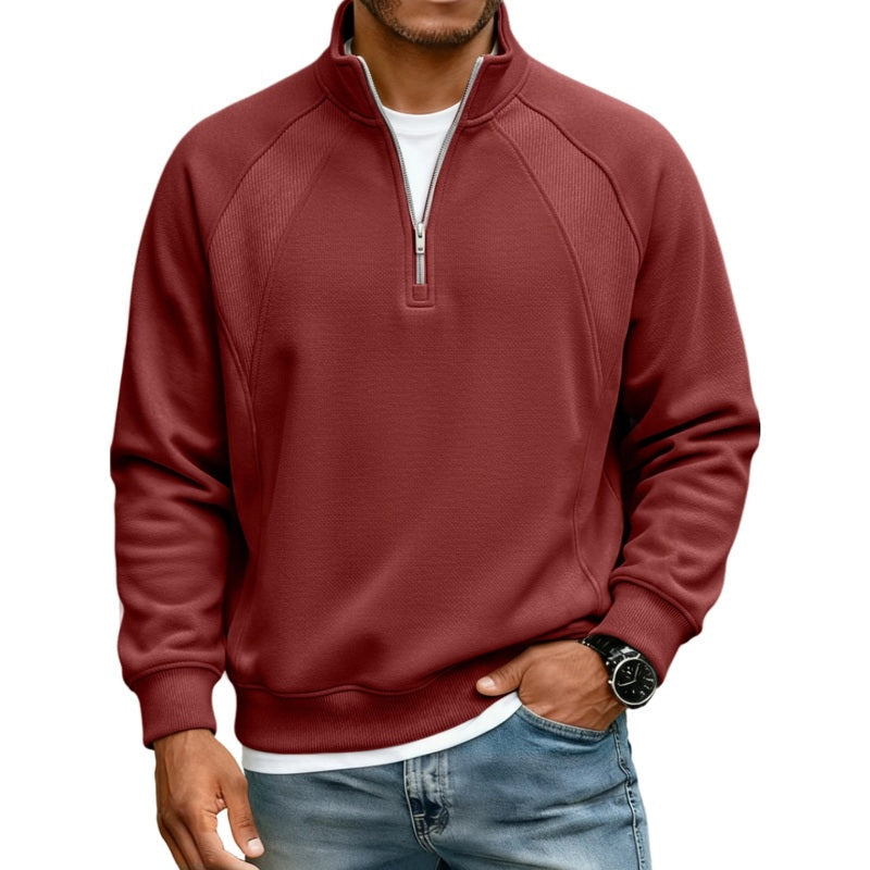 Sudadera informal cálida de hombre con media cremallera