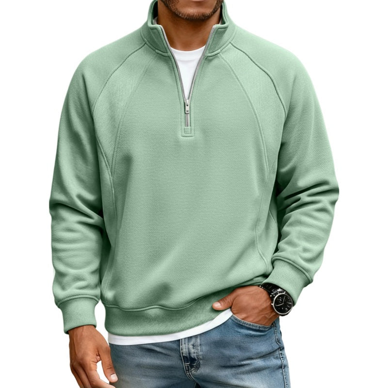 Sudadera informal cálida de hombre con media cremallera