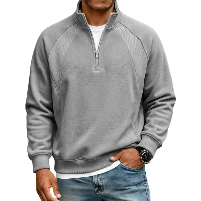 Sudadera informal cálida de hombre con media cremallera