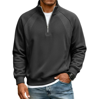 Sudadera informal cálida de hombre con media cremallera
