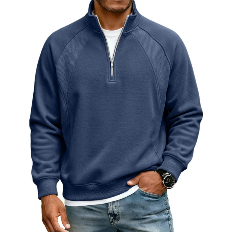 Sudadera informal cálida de hombre con media cremallera