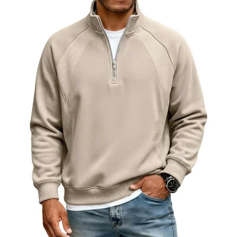Sudadera informal cálida de hombre con media cremallera
