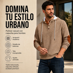 Sudadera con capucha de jacard casual para hombre