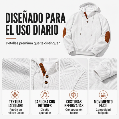 Sudadera con capucha de jacard casual para hombre