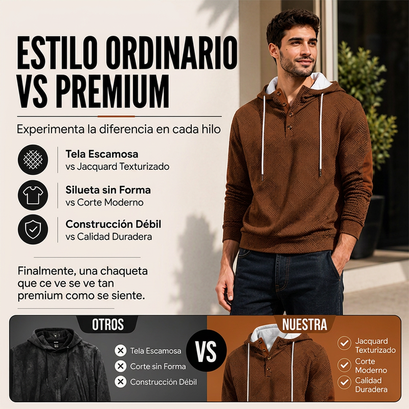 Sudadera con capucha de jacard casual para hombre