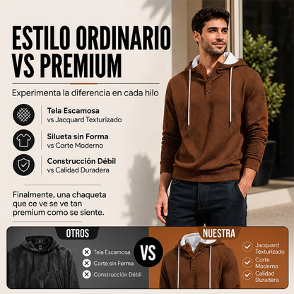 Sudadera con capucha de jacard casual para hombre