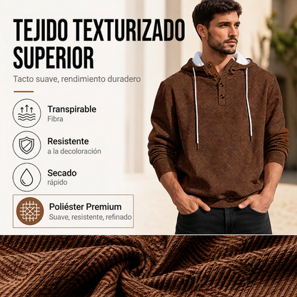 Sudadera con capucha de jacard casual para hombre