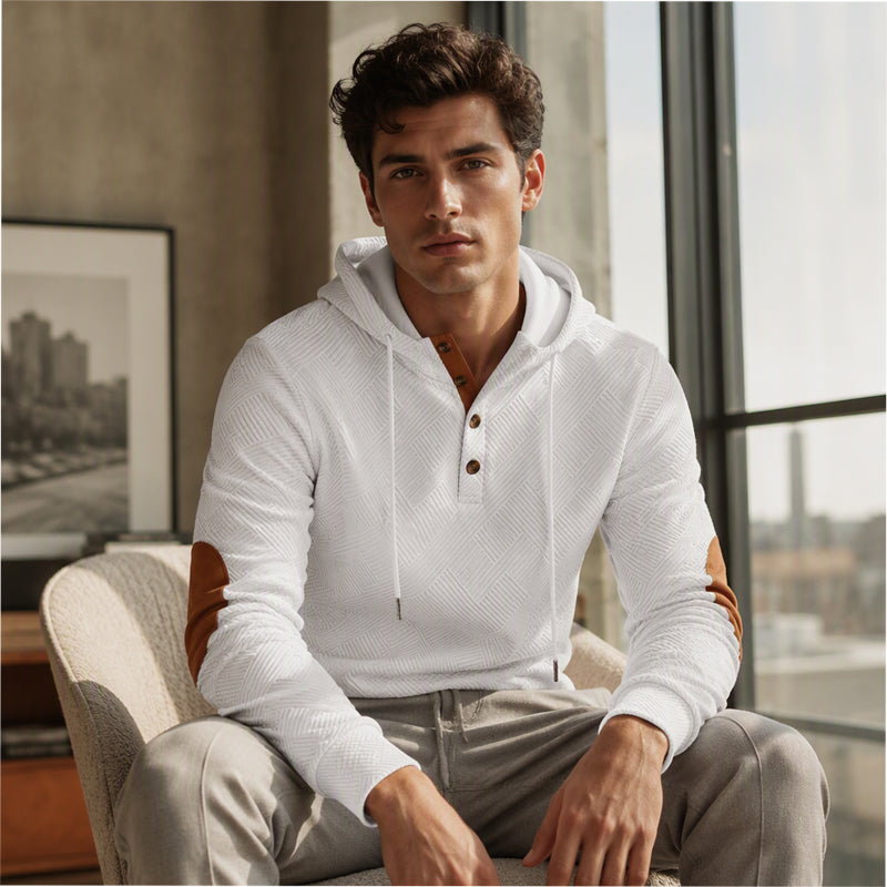 Sudadera con capucha de jacard casual para hombre