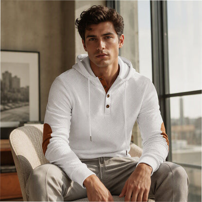 Sudadera con capucha de jacard casual para hombre