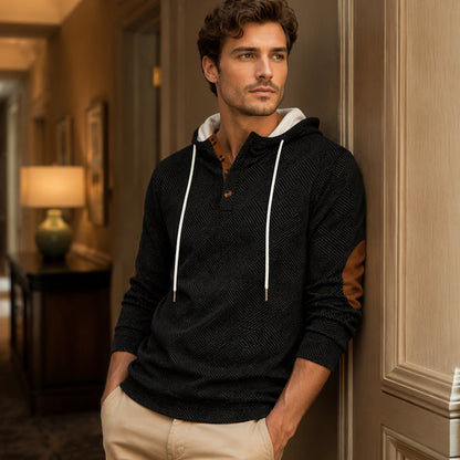 Sudadera con capucha de jacard casual para hombre