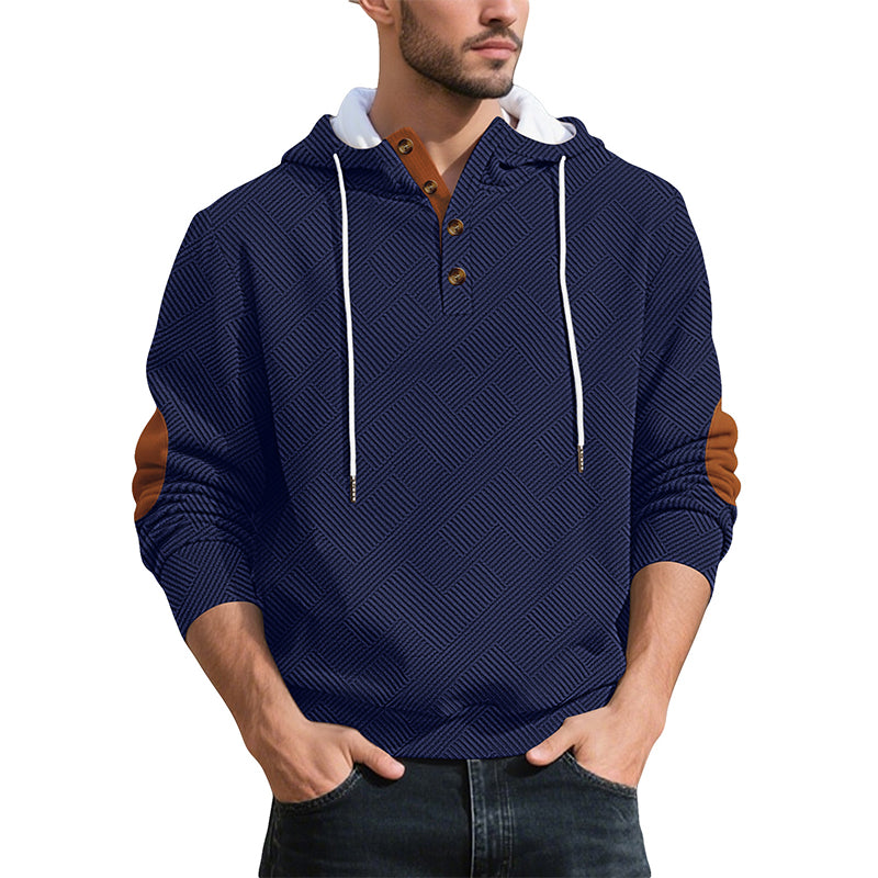 Sudadera con capucha de jacard casual para hombre