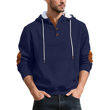 Sudadera con capucha de jacard casual para hombre