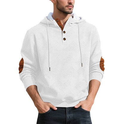 Sudadera con capucha de jacard casual para hombre