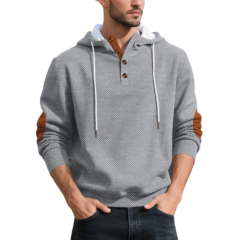 Sudadera con capucha de jacard casual para hombre