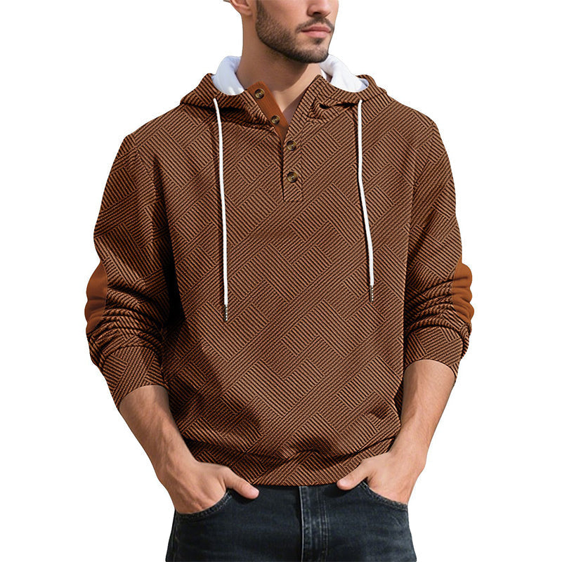 Sudadera con capucha de jacard casual para hombre