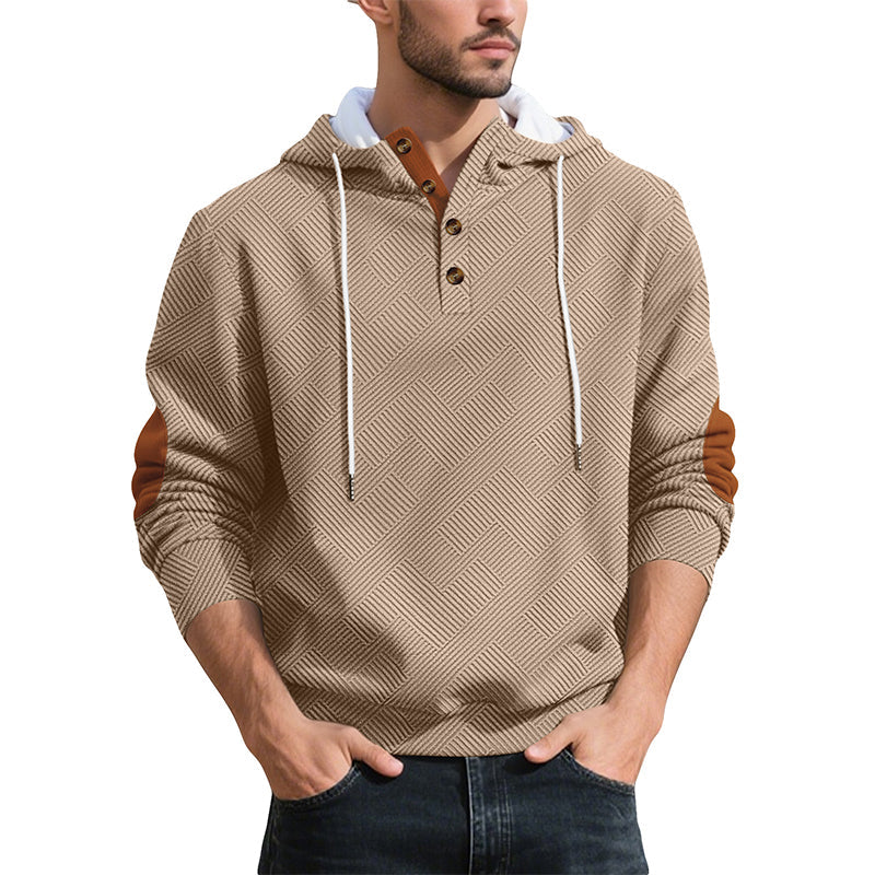 Sudadera con capucha de jacard casual para hombre