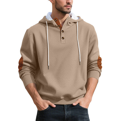 Sudadera con capucha de jacard casual para hombre