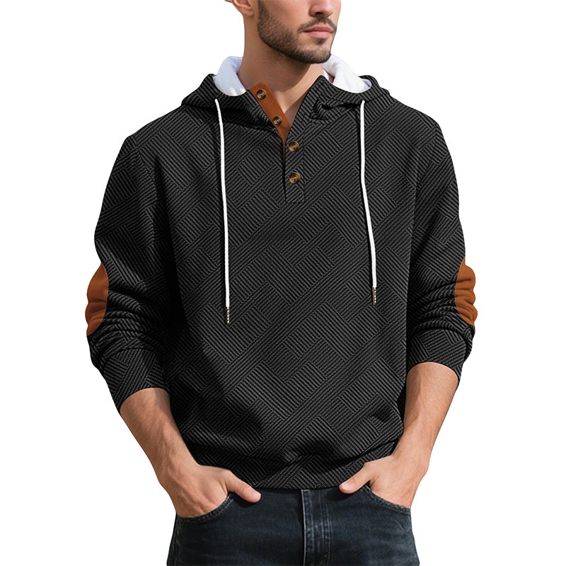 Sudadera con capucha de jacard casual para hombre