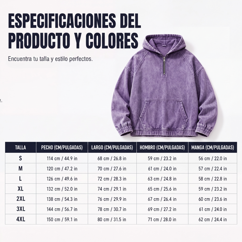 Sudadera con Capucha y Media Cremallera Efecto Mezclilla para Hombre - vista 18