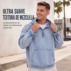 Sudadera con Capucha y Media Cremallera Efecto Mezclilla para Hombre - vista 2