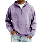 Sudadera con Capucha y Media Cremallera Efecto Mezclilla para Hombre en color morado