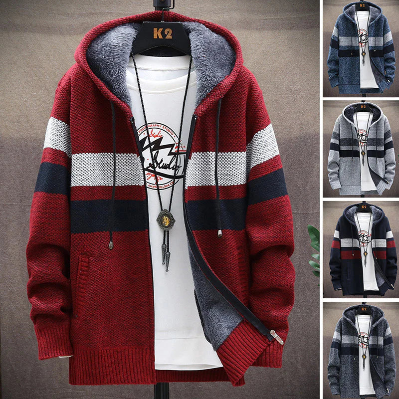 Sudadera con Capucha a Rayas para Hombre Forrada