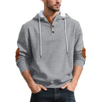 Sudadera Jacquard con Capucha y Botones para Hombre en color gris claro