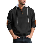 Sudadera Jacquard con Capucha y Botones para Hombre en color negro