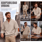 Sudadera Jacquard Retro para Hombre con Cuello Alto y Coderas - vista 5