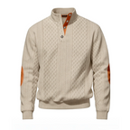 Sudadera Jacquard Retro para Hombre con Cuello Alto y Coderas en color caqui