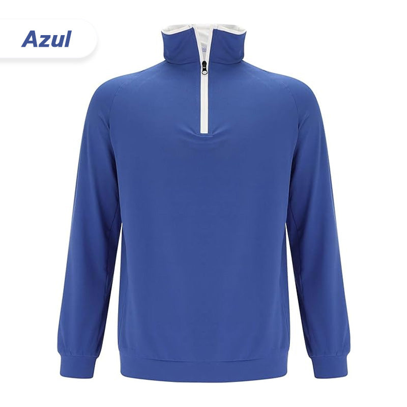 Sudadera de Hombre con Media Cremallera y Cuello Alto en color azul
