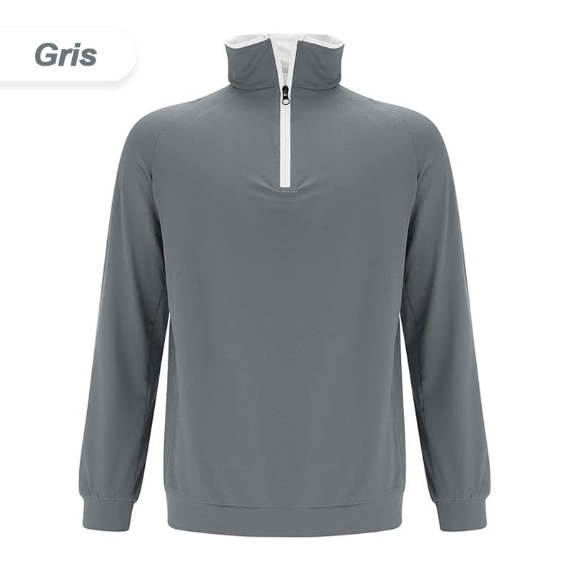 Sudadera de Hombre con Media Cremallera y Cuello Alto en color gris