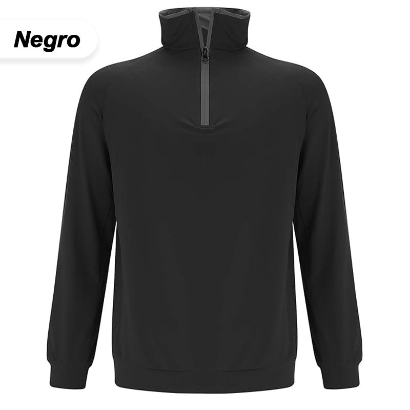 Sudadera de Hombre con Media Cremallera y Cuello Alto en color negro