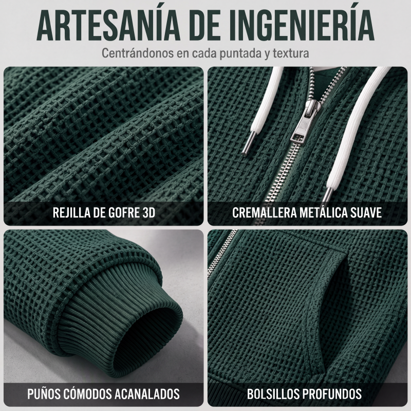 Sudadera Waffle con Capucha y Cierre para Hombre - vista 5