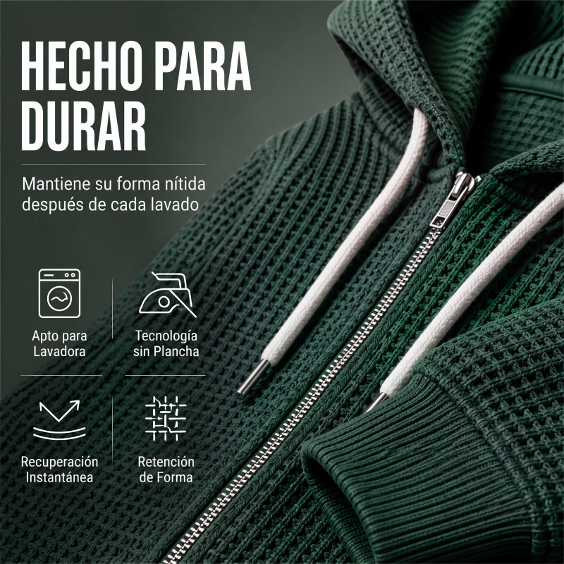 Sudadera Waffle con Capucha y Cierre para Hombre - vista 6